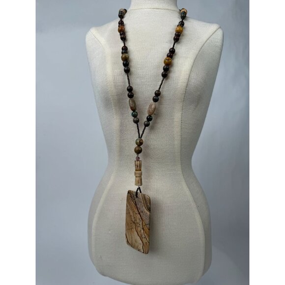 Picture Jasper Pendant Necklace With Unakite & Polychrome Jasper Beads Healing S - Picture 13 of 16